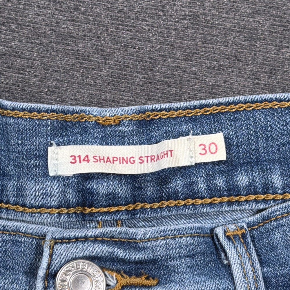 Levi's 314 Shaping Straight Jeans Women 30 Blue Mid Rise Stretch Denim Casual - Picture 2 of 9